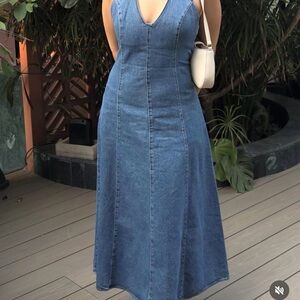 ❤️ Stunning Blue Denim 70,s HalterSummer  Dress